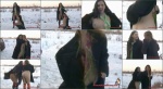 Sexy girls Melany and Lola flashing in the snow