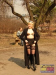 DirtyPublicNudity Parking lot upskirt shows her gorgeous bald pussy