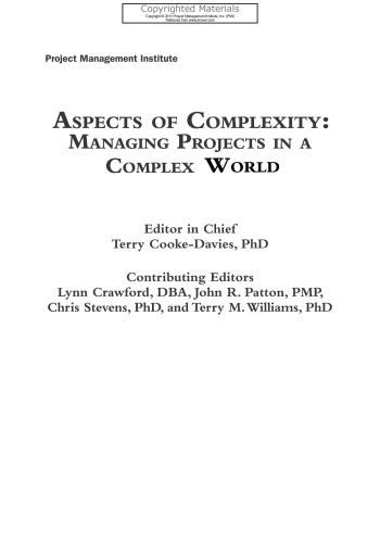 Aspects of Complexity Managing Projects in a Complex World