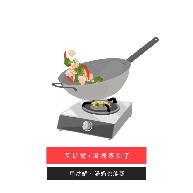 瓦斯爐+湯鍋蒸粽子