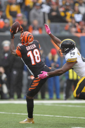 A.J. Green - Cincinnati Bengals vs Pittsburgh Steelers during the first quarter at Paul Brown Stadium on October 14, 2018 in Cincinnati, Ohio