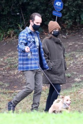 Lily Collins - Walking her dog in Los Angeles January 23, 2021