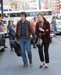 Elle Fanning - and Timothee Chalamet seen filming "A Complete Unknown", Paterson NJ - April 9, 2024