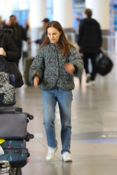 Natalie Portman - Arriving at JFK International Airport after taking an international flight - New York City - December 30, 2023