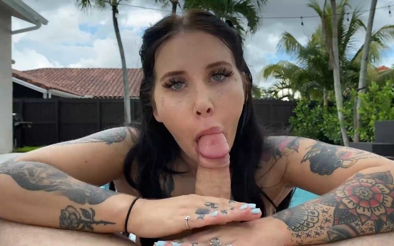 Stella Raee - Tattoo Slut Fucks J Mac's Big Dick Poolside [FullHD 1080P]