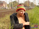 Naked babe Bella sitting by the train tracks  DirtyPublicNudity 