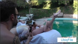BTS Video Hot Busty Girl/Girl Action By The Pool!