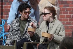 Phoebe Dynevor - Sharing lunch with her best friend Daniel Shalom as she enjoys the spring sunshine in Altrincham, Greater Manchester, March 27, 2021