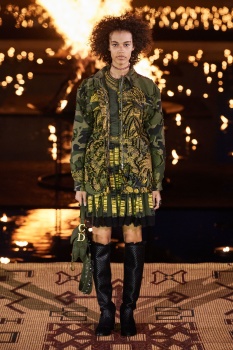 Model Shelby Hayes walks on the runway during the Louis Vuitton Fashion  Show during Paris Fashion