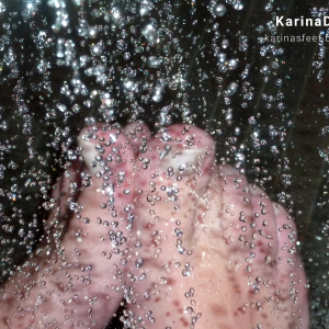 Foot model Karina naked bare feet under the shower Foot model Karina shows here bare feet naked under the shower, female foot fetish pictures at Karina's Foot Blog