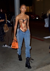 Skai Jackson - Steps out for stylish dinner at Il Pastaio in corset top and faux fur jacket in Los Angeles, May 7, 2021