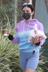 Lucy Hale - grabs coffee and lunch to-go in Hollywood, California | 01/07/2021