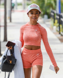 Skai Jackson - Rocks a gym shark two piece at the gym in West Hollywood, May 19, 2021