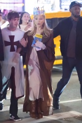 Ariana Grande-  Spotted in Times Square as she leaves the first performance of Broadway show Spamalot October 31, 2023