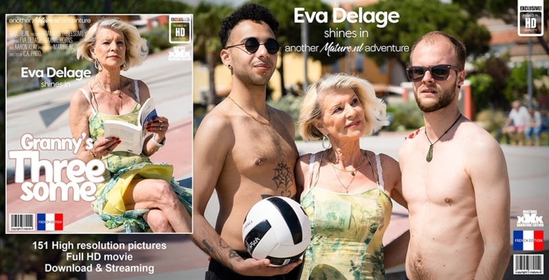 Aaron Klay (24), Eva Delage (EU) (70), Maxime Horns (28) - Modern grandma cougar Eva Delage gets two young to fuck her in a threesome 1080p