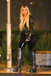Jessica Simpson - Looks biker leather chic while Christmas shopping, Woodland Hills CA - December 23, 2023