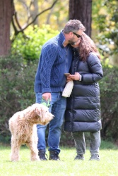 Polly Walker - Out for a walk with her husband Laurence Penry-Jones and their dogs in a London park, April 29, 2021