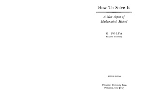 How to Solve It  A New Aspect of Mathematical Method, 2nd Edition