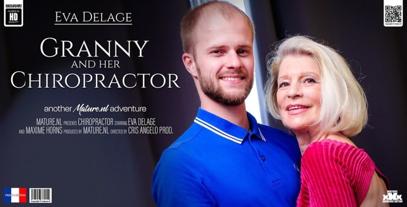 Eva Delage, Maxime Horns - Granny Eva Delage loves fucking her young chiropractor at home 1080p