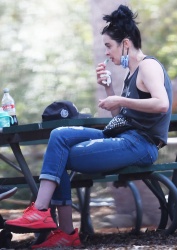 Krysten Ritter - Cools off in a creek during a picnic by the river with her husband Adam Granofsky and her baby Bruce  in Bruce Ojai, March 21, 2021