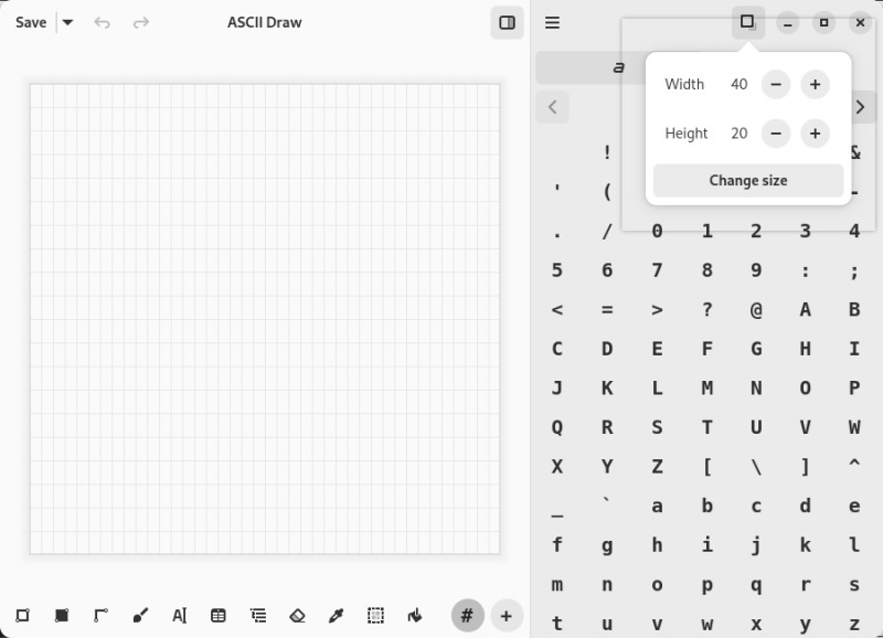 ASCII Draw canvas size