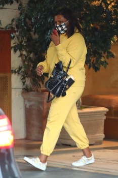 Mindy Kaling - Heads to her car at the valet leaving Sunset Tower Hotel in West Hollywood, November 5, 2020