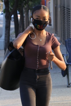 Skai Jackson - Gets dropped off and heads into pratice at the DWTS studio in Los Angeles, October 9, 2020