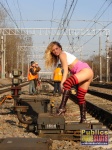 DirtyPublicNudity Railroad workers love checking out a flashing girl