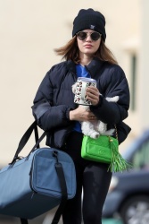Lucy Hale - arrives at the gym with her pup in Los Angeles, California | 02/15/2021