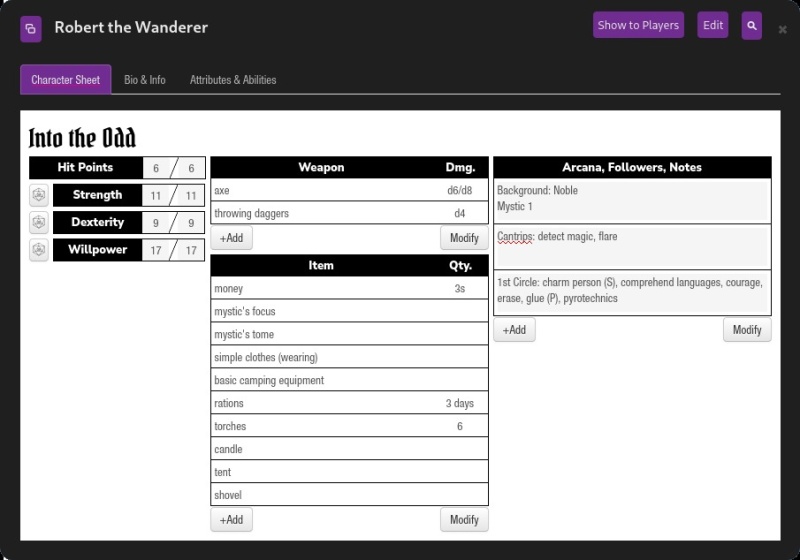 Roll20 ItO sheet