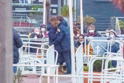 Lily James - Shares an on-screen kiss with her co-star on the set of 'What's Love Got To Do With It' in London January 14, 2021