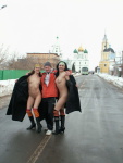 DirtyPublicNudity Naked girls proudly pose with a stranger on the street