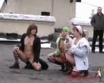 Public nudity with three girls that get turned on by it