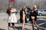 Nude beauties in stockings attract attention  DirtyPublicNudity 