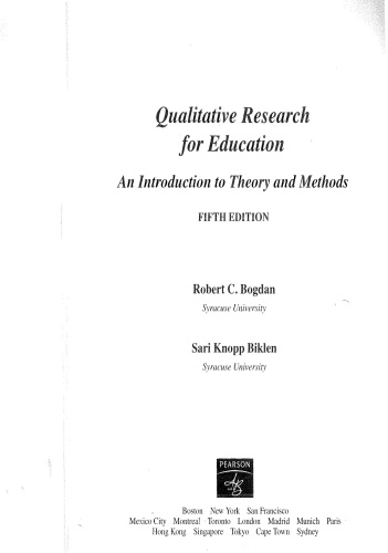 Qualitative Research for Education - An Introduction to Theories and Methods, Fi