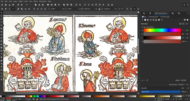 inkscape: adjusting colors