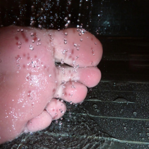 Foot model Karina naked bare feet under the shower Foot model Karina shows here bare feet naked under the shower, female foot fetish pictures at Karina's Foot Blog