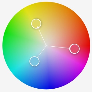 Illustration de triade sur cercle chromatique