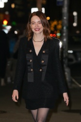 Emma Stone - Arriving for a taping of The Late Show with Stephen Colbert in New York January 30, 2024