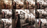 Monika teases her panties on the subway train