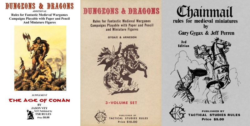 The Age of Conan, Dungeons & Dragons, and Chainmail covers