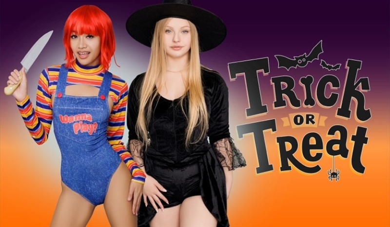 Jade Kimiko, Kylie Shay - Trick or Threesome 720p