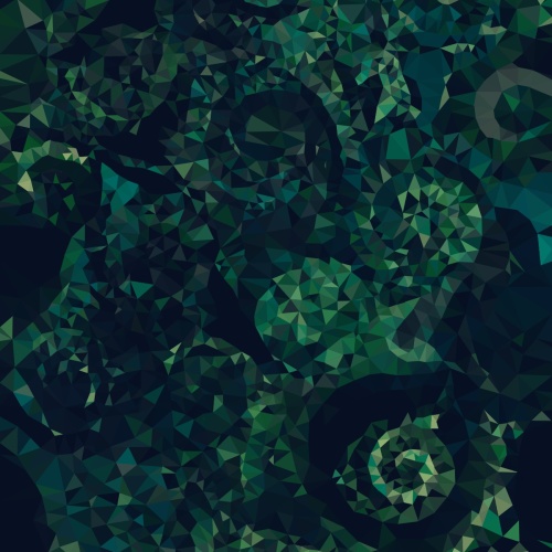 A swirling green mosaic pattern