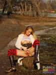 Babe in the park plays with her naked pussy  DirtyPublicNudity 