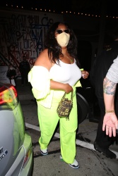 Lizzo - Leaves dinner at Craig's wearing a vibrant outfit in West Hollywood, April 11, 2021